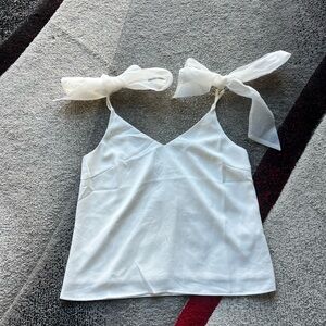 Love Bonito White Bow Strap Tank Top